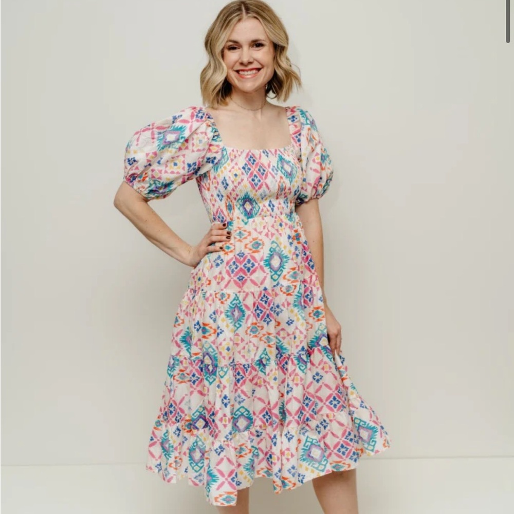 Colorful Geometric Print Dress